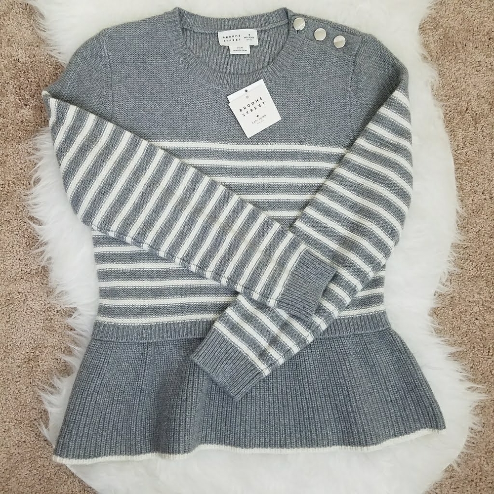 Kate Spade Striped Peplum Sweater